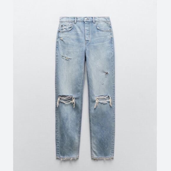 Zara Boyfriend Distressed Jean size 4 - Picture 1 of 13